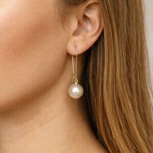 “Brianna” Pearl drop hoop earrings